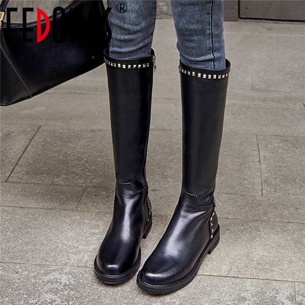 fedonas 2020 punk rivets long boots night club shoes woman genuine leather women knee high boots high heels warm riding, Black
fedonas 2020 punk rivets long boots night club shoes woman genuine leather women knee high boots high heels warm riding, Black