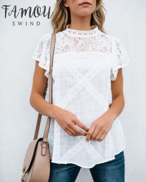 fashion solid women ladies summer short sleeve shirt loose casual lace white blouse shirts clothes
fashion solid women ladies summer short sleeve shirt loose casual lace white blouse shirts clothes