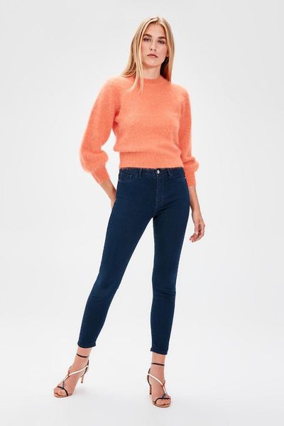 trendyol indigo normal waist jegging jeans twoaw20je0011, Blue