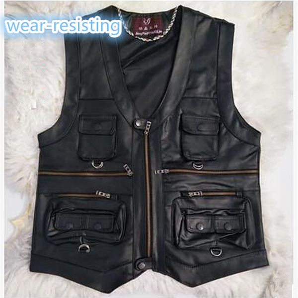 men's vests 2021 gentlement genuine leather vest male slim commercial sheepskin waistcoat, Black;white
men's vests 2021 gentlement genuine leather vest male slim commercial sheepskin waistcoat, Black;white