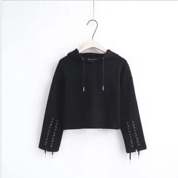 hooded sweatshirt new ladies crop hoodie women pullover lace up casual loose short hooded shirt top, Black
hooded sweatshirt new ladies crop hoodie women pullover lace up casual loose short hooded shirt top, Black