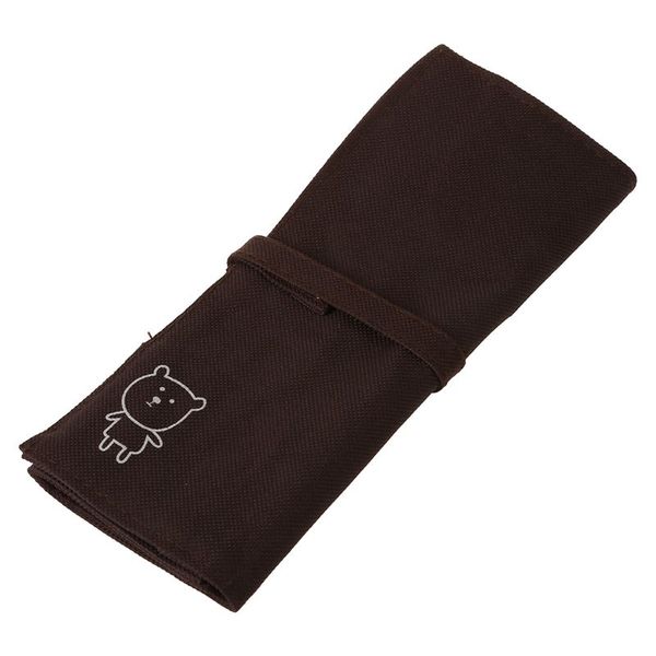 canvas roll-up pencil wrap pouch bag holder storage pen case - coffee 
canvas roll-up pencil wrap pouch bag holder storage pen case - coffee