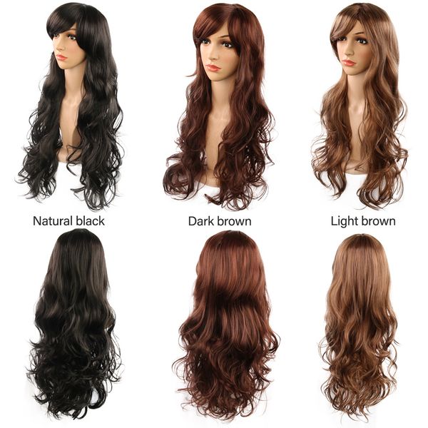 women long cosplay synthetic body wave hair side bang chemical dyed partial fiber heat resistant wig, Black
women long cosplay synthetic body wave hair side bang chemical dyed partial fiber heat resistant wig, Black