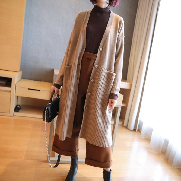 knitted sweater womens ladies solid v-neck cardigan long sleeve coat pockets outerwear pull femme nouveaute winter new style, White
knitted sweater womens ladies solid v-neck cardigan long sleeve coat pockets outerwear pull femme nouveaute winter new style, White