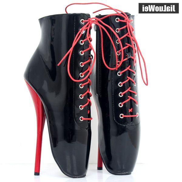 ballet boots 18cm super high heel lace-up pointed toe spike heels women fetish ankle boots, Black
ballet boots 18cm super high heel lace-up pointed toe spike heels women fetish ankle boots, Black