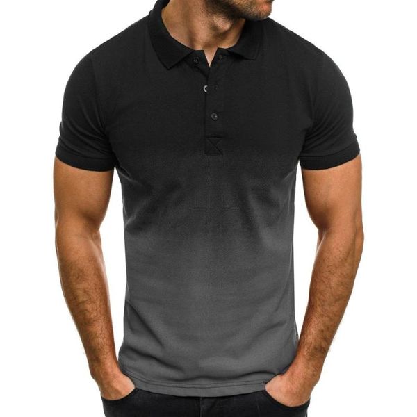 men's polos casual short-sleeved shirt fashion business office gradient t-shirt pure cotton material comfortable breathable, White;black