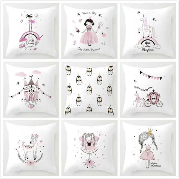 

pink girls cushion cover castle princess cute children pillow cover decorative kids gifts dream cushion pillow case 45*45cm