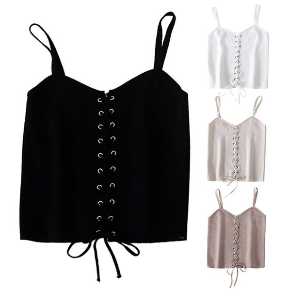 women sleeveless knit v-neck criss cross drawstring camisole club vest suspenders, White
women sleeveless knit v-neck criss cross drawstring camisole club vest suspenders, White