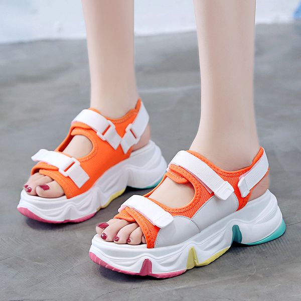 2020 fashion summer platform women sandals flat thick bottom white green pink orange beach sandals size 35 - 39, Black
2020 fashion summer platform women sandals flat thick bottom white green pink orange beach sandals size 35 - 39, Black