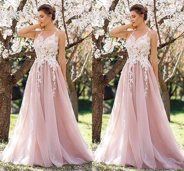2020 elegant pink prom dresses pageant dresses a line sheer neck with appliques long evening prom gowns, Black
2020 elegant pink prom dresses pageant dresses a line sheer neck with appliques long evening prom gowns, Black