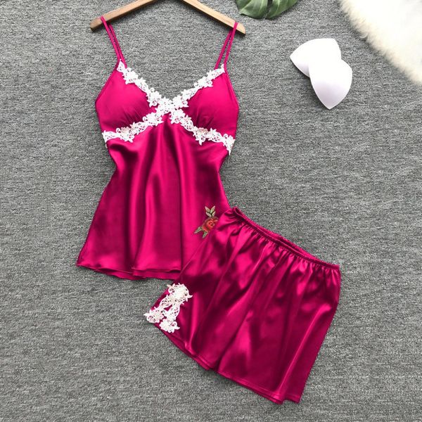 floral embroidery pajamas set lace trimming women silk pajama 2 pieces set lingerie nightwear short sleepwear schlafanzug #15, Black;red
floral embroidery pajamas set lace trimming women silk pajama 2 pieces set lingerie nightwear short sleepwear schlafanzug #15, Black;red