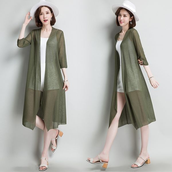 women linen cardigan summer thin long knitwear elegnat see through sun protection knit cardigan half sleeve, White
women linen cardigan summer thin long knitwear elegnat see through sun protection knit cardigan half sleeve, White