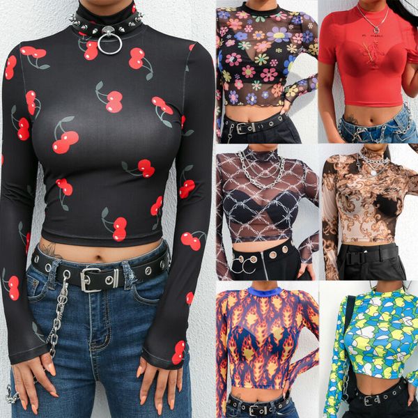 women high neck transparent mesh sheer crop t-shirt for women print turtle blouse shirt ladies casual tee, White
women high neck transparent mesh sheer crop t-shirt for women print turtle blouse shirt ladies casual tee, White