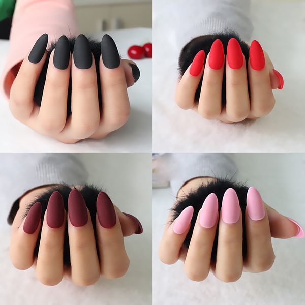 24pcs/set matte stiletto nails sharp pointed shape fake stiletto nails full cover pure colour almond artificial art tips, Red;gold
24pcs/set matte stiletto nails sharp pointed shape fake stiletto nails full cover pure colour almond artificial art tips, Red;gold