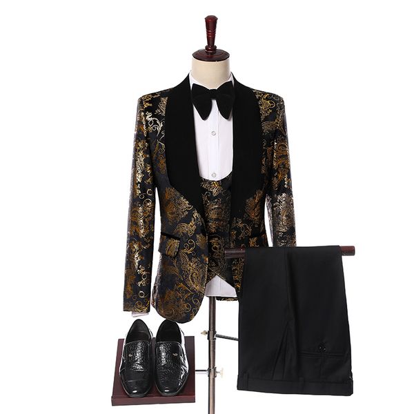 wedding men suits 2019 new designs gentleman velvet lapel slim fit black gold flower party groom tuxedo for men 3 pieces suit, White;black
wedding men suits 2019 new designs gentleman velvet lapel slim fit black gold flower party groom tuxedo for men 3 pieces suit, White;black