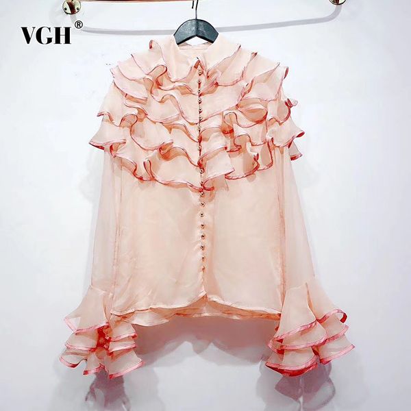 women's blouses & shirts vgh elegant chiffon patchwork ruffles women lapel collar flare long sleeve female fashion clothes 2021 summer, White
women's blouses & shirts vgh elegant chiffon patchwork ruffles women lapel collar flare long sleeve female fashion clothes 2021 summer, White