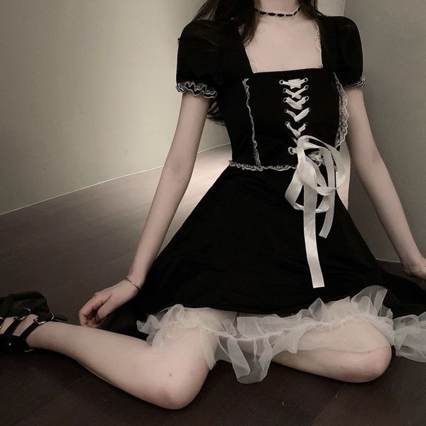 womens dark dress womens 2020 new style bandage waist puff sleeve lace two-piece puff skirt, White;black
womens dark dress womens 2020 new style bandage waist puff sleeve lace two-piece puff skirt, White;black
