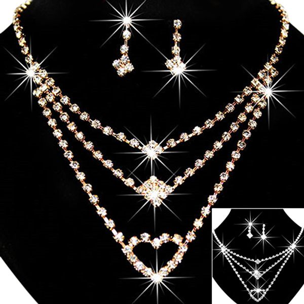 fashion women's wedding bride love heart multilayer necklace earrings jewelry set gift a8b3, Silver
fashion women's wedding bride love heart multilayer necklace earrings jewelry set gift a8b3, Silver