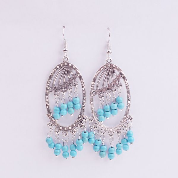 european and american fashion retro water drops blue turquoise tassel earrings long section hollow rice beads bohemian national wind earring, Silver
european and american fashion retro water drops blue turquoise tassel earrings long section hollow rice beads bohemian national wind earring, Silver
