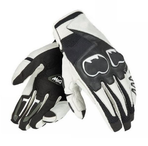 leather dain mig c2 motorbike riding motocross mtb bike white black men's gloves