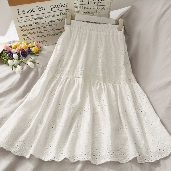 2020 summer white black hollow elastic waist straight skirt lace stitching elegant midi skirt
2020 summer white black hollow elastic waist straight skirt lace stitching elegant midi skirt