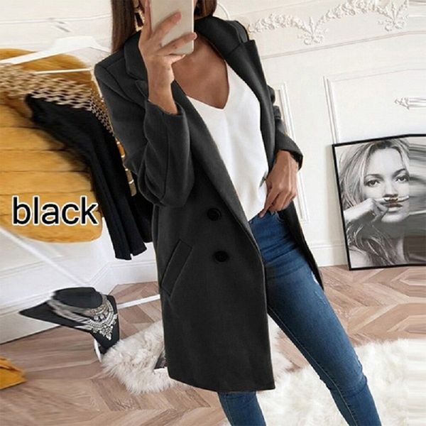 women clothes plus size coat wool blends overcoat autumn winter fashion double breasted long sleeve casual oversized jacket coat, Black
women clothes plus size coat wool blends overcoat autumn winter fashion double breasted long sleeve casual oversized jacket coat, Black