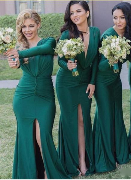 dark green country bridesmaid dresses 2022 with long sleeves mermaid deep v neck satin wedding guest party prom bridesmaids dress, White;pink
dark green country bridesmaid dresses 2022 with long sleeves mermaid deep v neck satin wedding guest party prom bridesmaids dress, White;pink