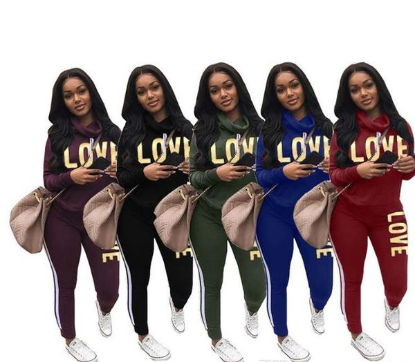 love 2 piece womens tracksuits long sleeve cowl neck letters printed ladies casual sports suits relaxed womens clothing, Gray
love 2 piece womens tracksuits long sleeve cowl neck letters printed ladies casual sports suits relaxed womens clothing, Gray