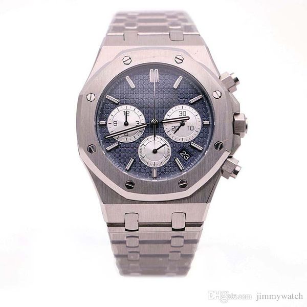 advanced sports men watch 41mm royal oak mens watches blue dial outdoor quartz chrono wristwatches with white subdials, Slivery;brown
advanced sports men watch 41mm royal oak mens watches blue dial outdoor quartz chrono wristwatches with white subdials, Slivery;brown