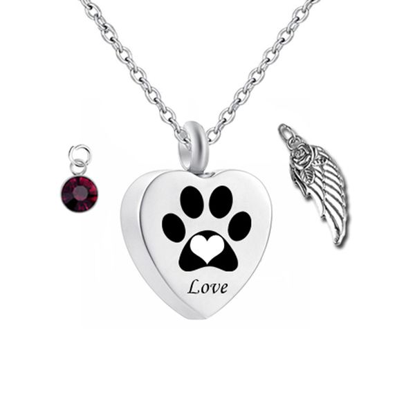 birthstone pet memorial urn necklace dog/cat paw print heart cremation jewelry ashes keepsake pendant (engraving), Silver
birthstone pet memorial urn necklace dog/cat paw print heart cremation jewelry ashes keepsake pendant (engraving), Silver