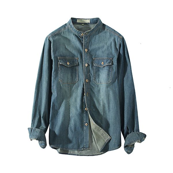 quality double pocket retro man slim fit button down long sleeved shirt casual men's cotton denim stand collar dress shirts, White;black
quality double pocket retro man slim fit button down long sleeved shirt casual men's cotton denim stand collar dress shirts, White;black