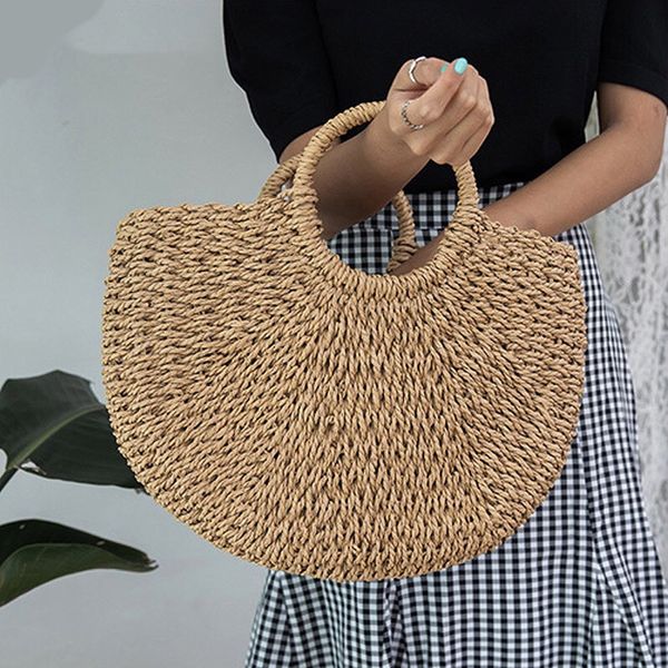 portable straw woven handbag lady retro simple beach holiday bag handmade round bracelet tote
portable straw woven handbag lady retro simple beach holiday bag handmade round bracelet tote