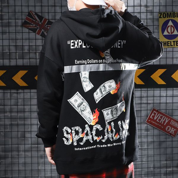 hiphop hooded reflective us dollar printing individual trend loose guard for men in autumn and winter hoodies sweatshirt, Black
hiphop hooded reflective us dollar printing individual trend loose guard for men in autumn and winter hoodies sweatshirt, Black