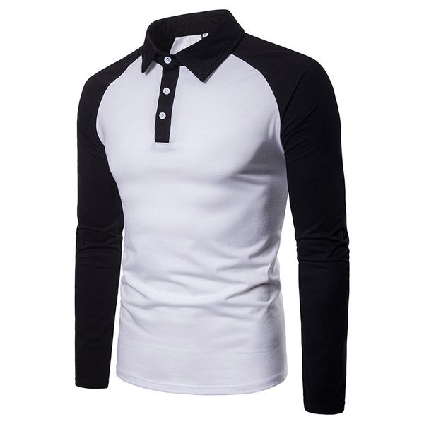 men designer panelled t-shirts fashion contrast color tees casual long sleeve lapel neck tees men clothing, White;black
men designer panelled t-shirts fashion contrast color tees casual long sleeve lapel neck tees men clothing, White;black