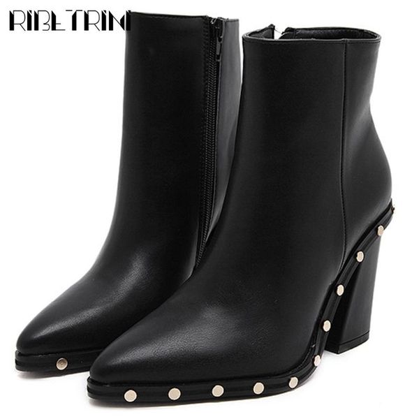 ribetrini new ladies fashion rivet pointed toe ankle shoes woman chunky high heels boots women party office boots, Black
ribetrini new ladies fashion rivet pointed toe ankle shoes woman chunky high heels boots women party office boots, Black