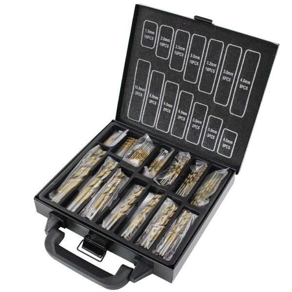 99pcs high-speed steel hss twist drill bits set 1.5-10mm titanium coated titanium-plated drill woodworking tools
99pcs high-speed steel hss twist drill bits set 1.5-10mm titanium coated titanium-plated drill woodworking tools