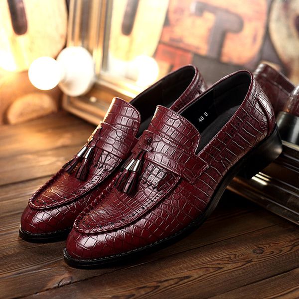 men's flats shoes crocodile leather tassel slip on oxford shoes for men leather men dress shoes men loafers, Black
men's flats shoes crocodile leather tassel slip on oxford shoes for men leather men dress shoes men loafers, Black