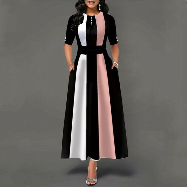 party dresses large sizes women autumn half sleeves loose maxi fashion female striped printed buttons o-neck vestido fall, White;black
party dresses large sizes women autumn half sleeves loose maxi fashion female striped printed buttons o-neck vestido fall, White;black