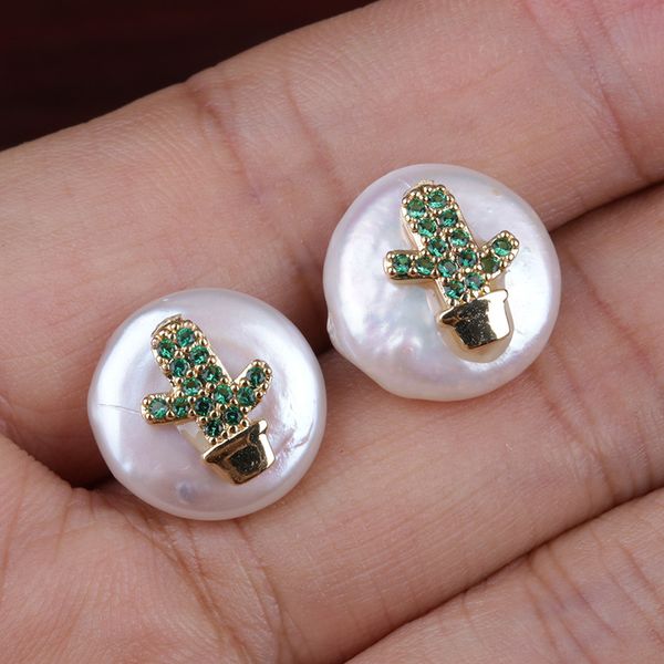 green cz pave tiny cactus strong desert plant natural coin freshwater pearl bead charm stud earring for women, Golden;silver
green cz pave tiny cactus strong desert plant natural coin freshwater pearl bead charm stud earring for women, Golden;silver