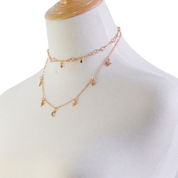 fashion double necklace moon and star pendant charm gold silver color choker necklaces women five-pointed star necklace
fashion double necklace moon and star pendant charm gold silver color choker necklaces women five-pointed star necklace