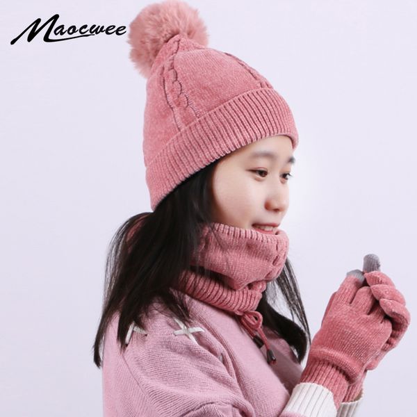 women knitted winter hat scarf and gloves three pieces set thick warm pom pom hat with lining ring scarf screen touch glove set, Blue;gray
women knitted winter hat scarf and gloves three pieces set thick warm pom pom hat with lining ring scarf screen touch glove set, Blue;gray
