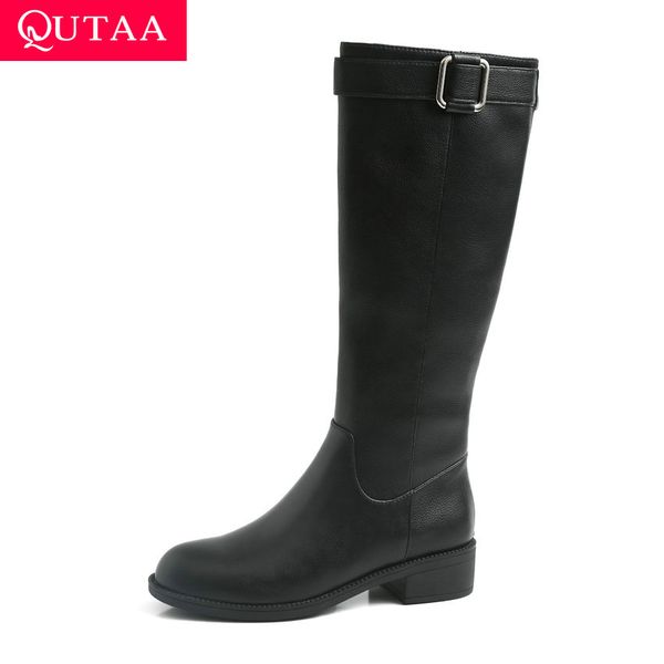 qutaa round toe western style knee high boots new autumn winter zipper pu+leather square low heel women shoes size 34-39, Black
qutaa round toe western style knee high boots new autumn winter zipper pu+leather square low heel women shoes size 34-39, Black
