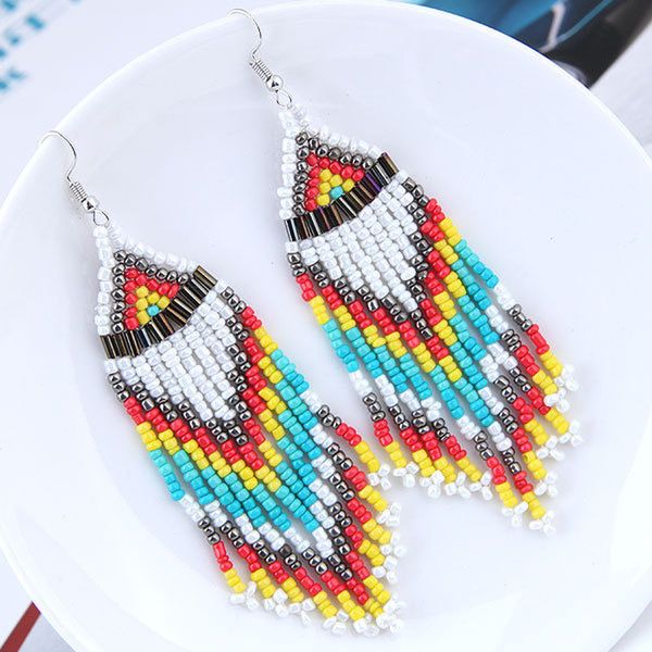 new fashion jewelry gift earrings for women vintage bohemian ethnic long tassel colorful beads earrings drop christmas, Golden;silver
new fashion jewelry gift earrings for women vintage bohemian ethnic long tassel colorful beads earrings drop christmas, Golden;silver