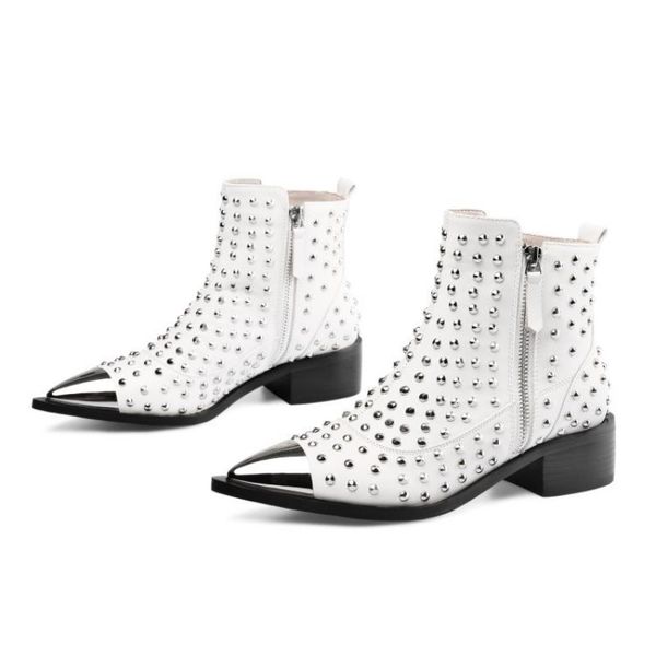 women's punk studded boots real cow leather metal cap low-heeledmotorcycle boots ladies black white pointed rivets summer shoes
women's punk studded boots real cow leather metal cap low-heeledmotorcycle boots ladies black white pointed rivets summer shoes
