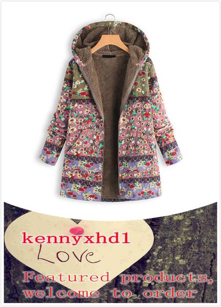 new large size women's printed cotton linen hooded sweater warm coat, Black