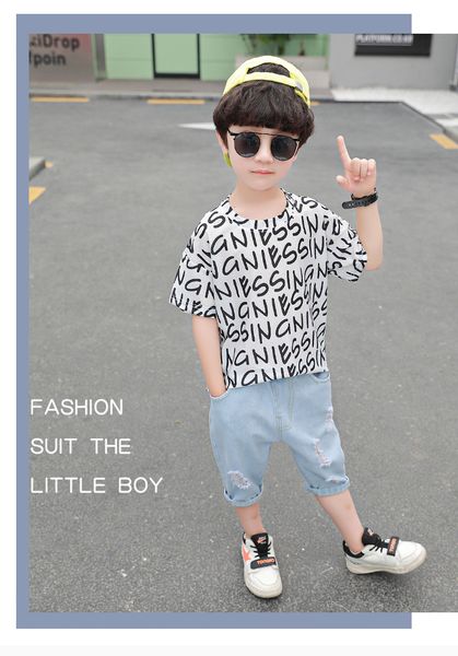 children's wear summer suit 2020 handsome summer boys' short-sleeved + jeans two pieces kids fashion tracksuit, White
children's wear summer suit 2020 handsome summer boys' short-sleeved + jeans two pieces kids fashion tracksuit, White
