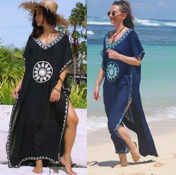 lh158 black v-neck chest circle white embroidered loose dress cotton blouse holiday skirt embroidered beach skirt beach robe, White;black
lh158 black v-neck chest circle white embroidered loose dress cotton blouse holiday skirt embroidered beach skirt beach robe, White;black