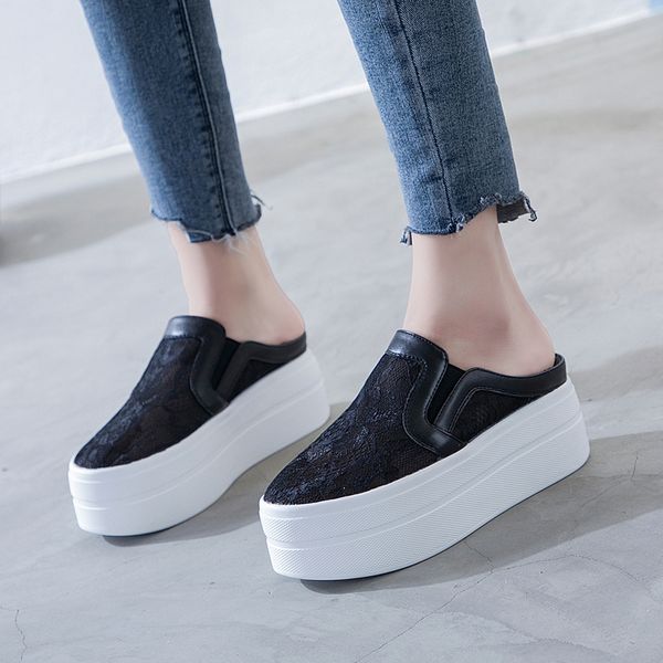 wedge heels slippers women shoes mules high heels summer sandals fashion lace platform slippers heel women casual, Black
wedge heels slippers women shoes mules high heels summer sandals fashion lace platform slippers heel women casual, Black