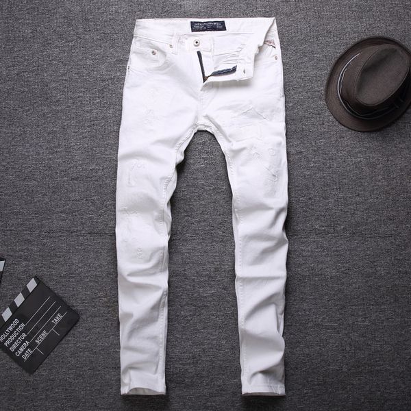 vintage designer men jeans white slim fit ripped jeans men pencil pants elastic fashion streetwear hip hop, Blue
vintage designer men jeans white slim fit ripped jeans men pencil pants elastic fashion streetwear hip hop, Blue
