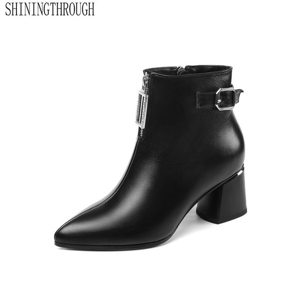 2020 zipper genuine leather autumn winter concise women shoes pointed toe fashion square high heel ankle boots size 34-43, Black
2020 zipper genuine leather autumn winter concise women shoes pointed toe fashion square high heel ankle boots size 34-43, Black